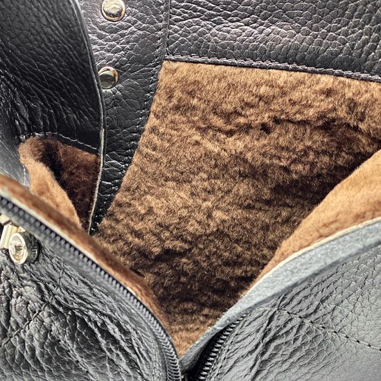 Ботинки Cover графитовые кожаные МЕХ - фото 6, 