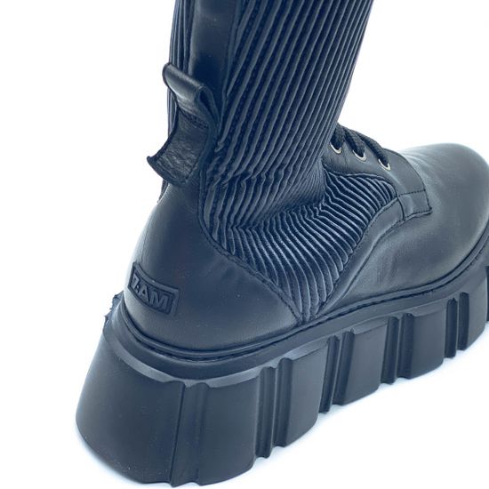 Сапоги 7AM черные кожаные демисезонные голенище выполнено из кожи-стрейч - фото 8, AM21927 7AM
