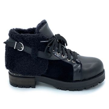 Ботинки Tiffi черные МЕХ комбинация кожи и замши - фото 1, FA27M TI