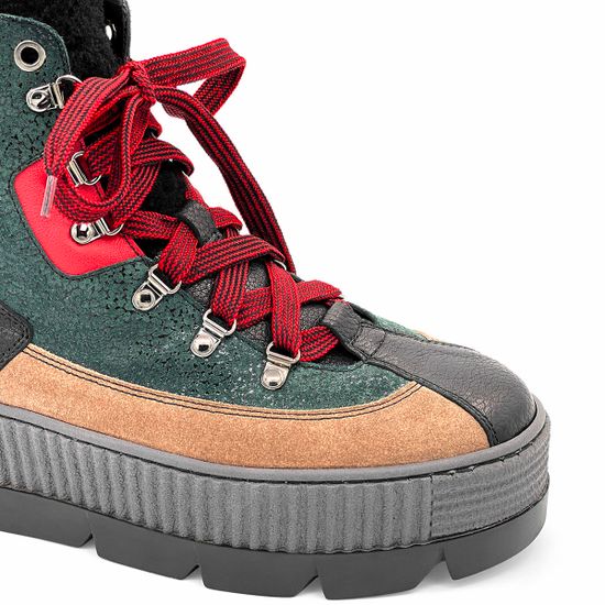 Ботинки Marzetti зелено-коричневые МЕХ комбинация замши и кожи - фото 6, 