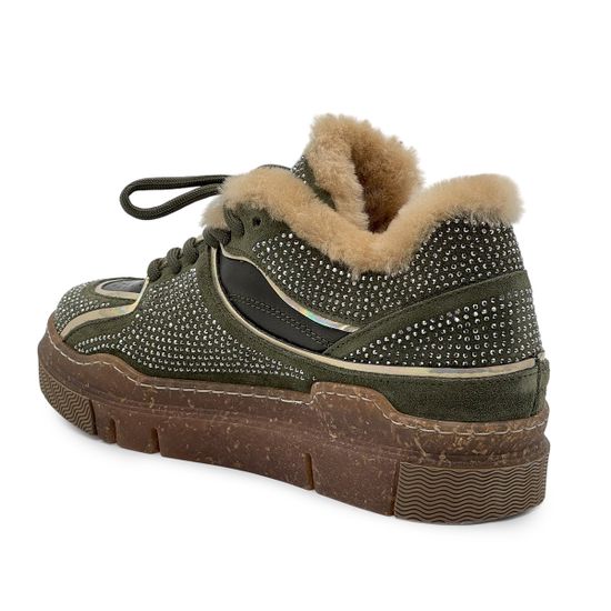 Кеды Lab Milano замша/кожа хаки/черные на меху - фото 3, 200A3351P LAB HAKI