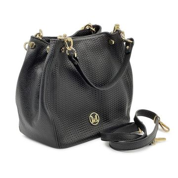 Сумка MOT CLE черная кожаная с &quot;золотой&quot; фурнитурой - фото 2, COFFA MOT NERO GOLD