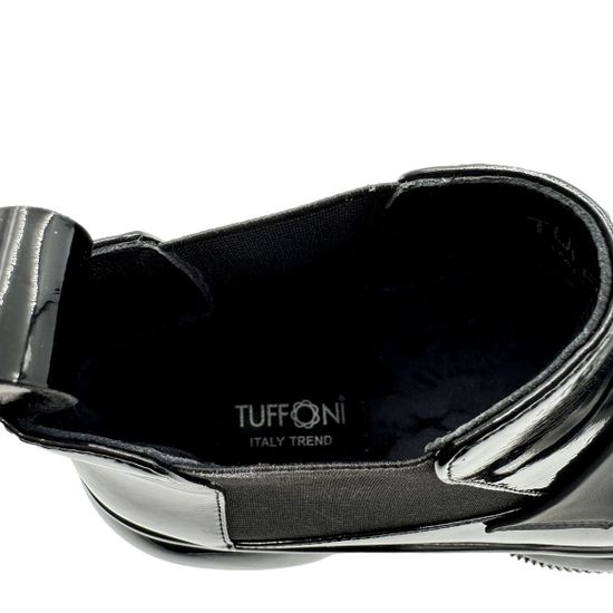 Ботинки TUFFONI черные кожаные лакированные на байке - фото 7, 