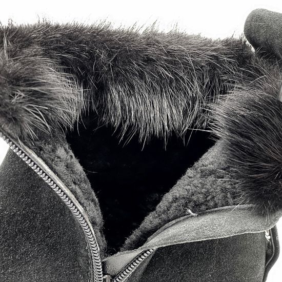 Ботинки Gianni Renzi черные замшевые МЕХ - фото 5, RB2780C GR