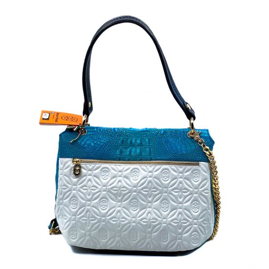 Сумка Marino Orlandi бело-голубая кожаная - фото 3, 