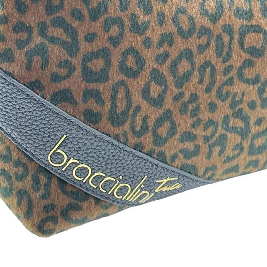 Сумка Braccialini черная/коричневая кожаная принт "леопард" - фото 5, B18571 P42 BRA