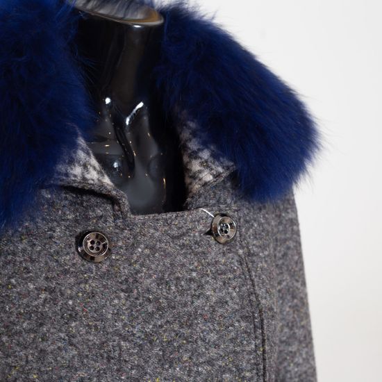 Пальто VOLPI драповое серого цвета - фото 4, 