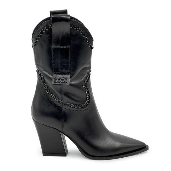 Полусапоги казаки MIMMU черные кожаные демисезонные - фото 1, M2726M11 MIM NERO