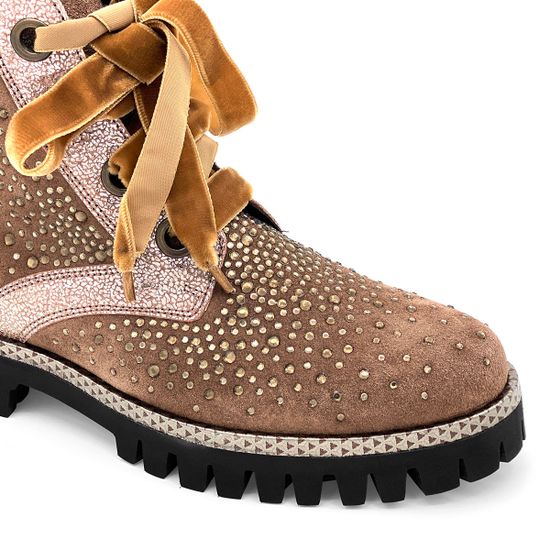 Ботинки Marzetti коричневые замшевые МЕХ стразы - фото 6, 