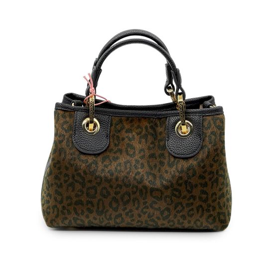 Сумка Braccialini черная/коричневая кожаная принт "леопард" - фото 3, B18573 P42 BRA