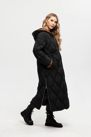 Пальто - пуховик Tuffoni черно-коричневый - фото 3,