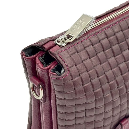 Клатч Renato Angi бордовый кожаный плетенный - фото 5,