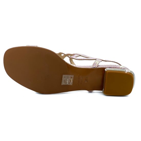 Босоножки Rosso Nero перламутрово-розовые тиснение &quot;питон&quot; - фото 4, 