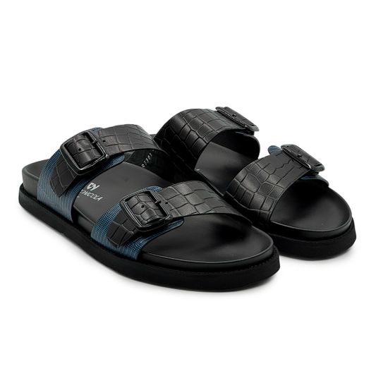 Шлепанцы Giampieronicola черные/синие кожаные - фото 8, A5301 GPN BLU NERO