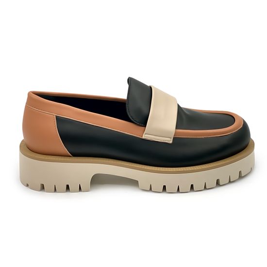 Лоферы NILA&amp;NILA кожаные черно-бежевые - фото 1, GIO24009 NIL NERO