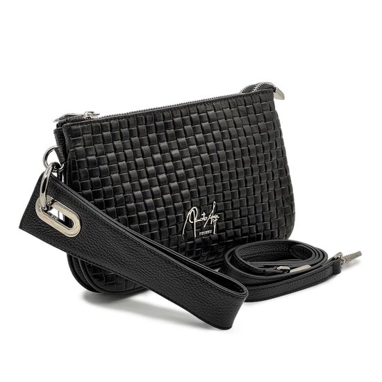 Клатч Renato Angi черный кожаный с плетением - фото 2, 3359617 RA NERO
