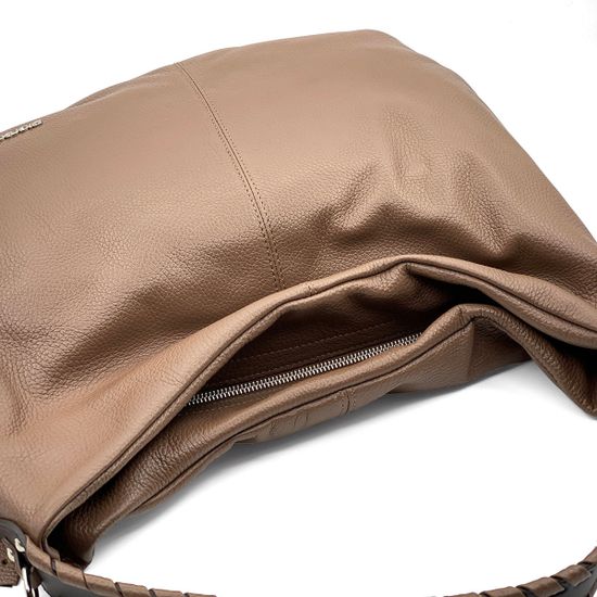 Сумка Di Gregorio бежевая кожаная - фото 4, 