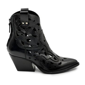 Ботинки казаки летние MIMMU черные кожаные - фото 1, M702M49 MIM NERO