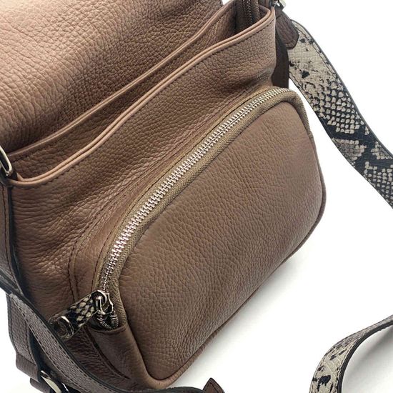 Сумка Di Gregorio коричневая кожаная с ручкой под питон - фото 6, 03237 DG AZALEA