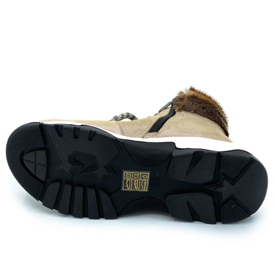 Ботинки Lab Milano бежевые кожаные МЕХ - фото 4, C20031 LAB VISONE