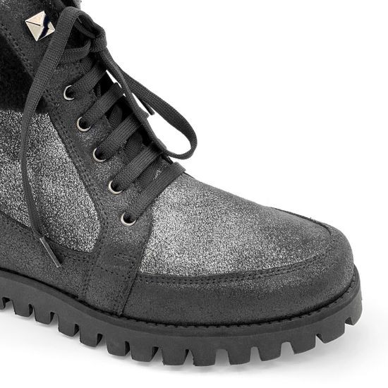 Ботинки Marzetti черно-серебряные замшевые МЕХ - фото 6, 