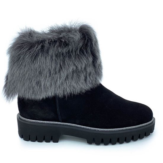 Ботинки Pertini черные замшевые МЕХ - фото 1, 182W15058D2 PRT