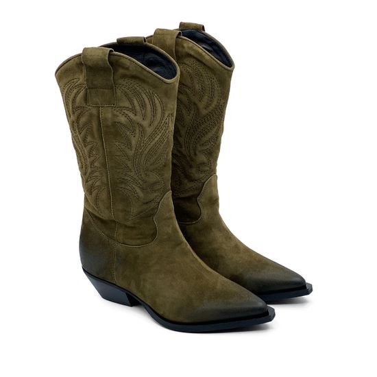 Полусапоги Казаки MIMMU замшевые демисезонные зеленые - фото 8, F739M1 MIM MILITARY