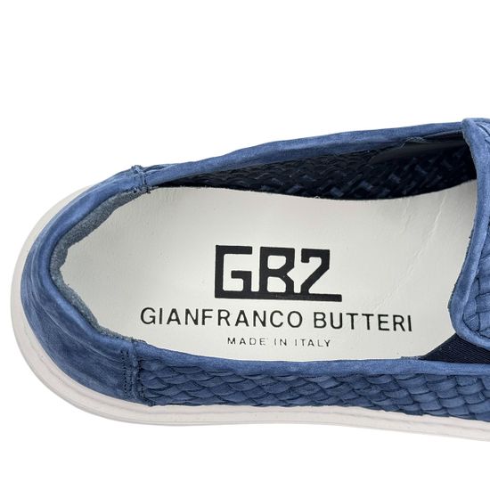 Слипоны GIANFRANCO BUTTERI синие из нубука плетеные - фото 7, 82604 BUT BLU