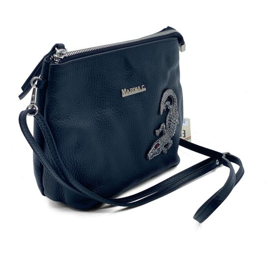 Сумка Marina Creazioni черная кожаная с ящеркой - фото 2, 