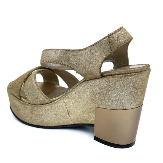 Босоножки Kelton золотые кожаные - фото 3, 