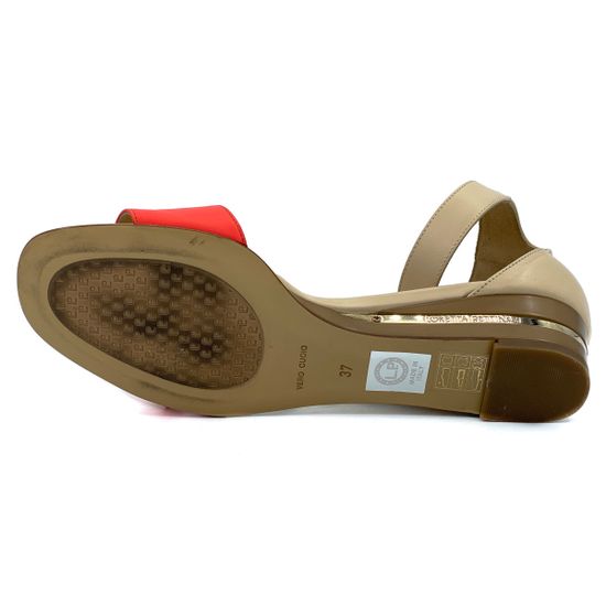 Босоножки Loretta Pettinari бежево-красные кожаные - фото 4, 