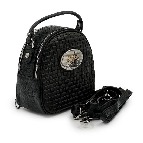 Сумка-минирюкзак Renato Angi черная кожаная - фото 2,