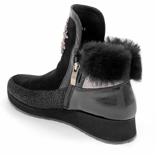 Ботинки Marzetti черные МЕХ комбинация замши и наплака - фото 3, 