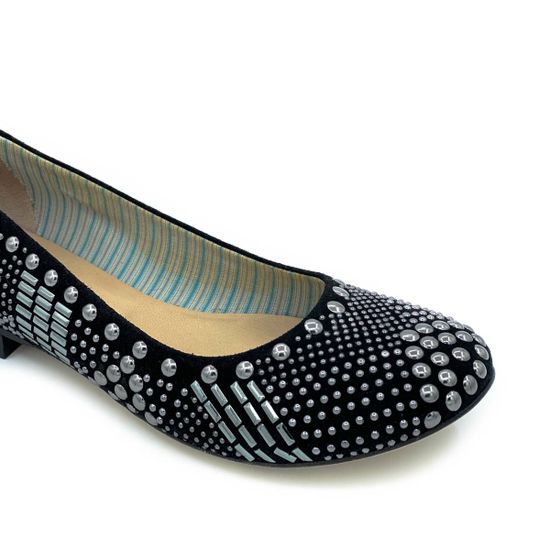 Балетки Fru.it черные замшевые с металлическими клепками - фото 5, 