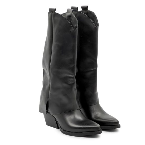 Полусапоги-казаки NILA&amp;NILA черные кожаные демисезонные - фото 6, MA1680 NIL NERO