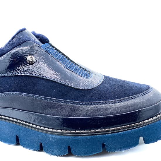 Полуботинки женские Lab Milano мех лак синие - фото 6, A11109-4 LAB