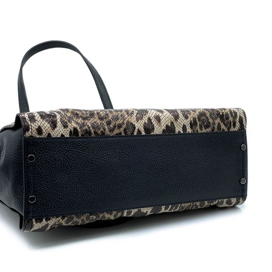 Сумка Ripani черно-коричневая кожаная Леопард - фото 9, 