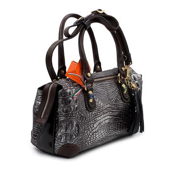 Сумка Marino Orlandi коричневая кожаная тиснение крокодил - фото 2, 4945 MO MORO