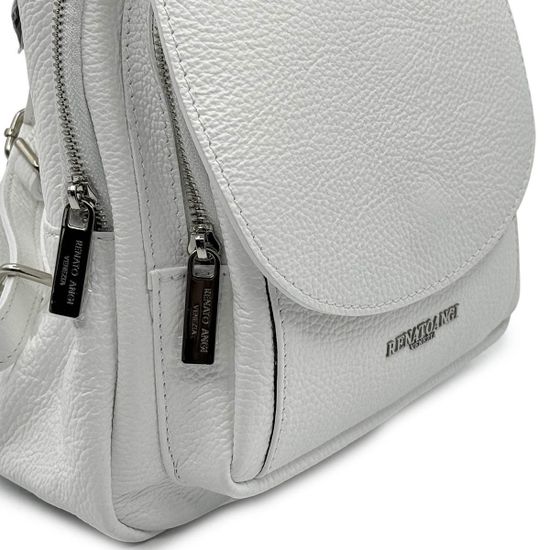 Сумка-рюкзак Renato Angi белая кожаная - фото 4,