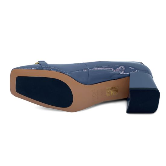 Туфли Tuffoni с перемычкой серо-синие кожаные лакированные - фото 4, 1723014PL TUF BLU