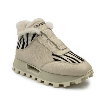 Кроссовки NILA&amp;NILA белые кожаные на меху &quot;зебра&quot; - фото 2, NO9009M NIL BIANCO