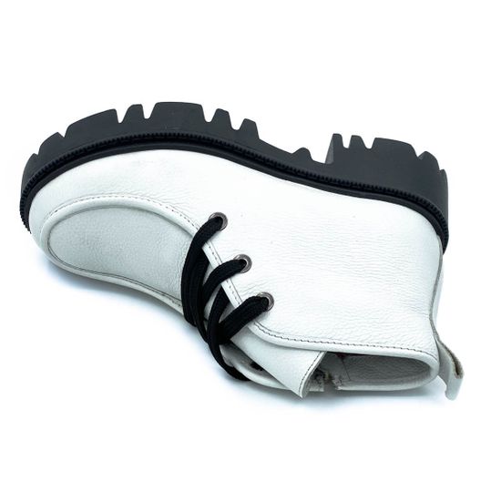 Ботинки Cover белые кожаные МЕХ - фото 5, 899-2-07 COV