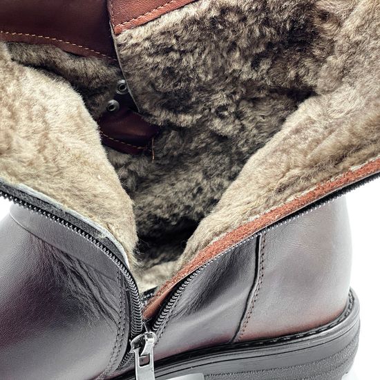 Ботинки Cover коричневые кожаные МЕХ - фото 6, 22006-2 COV