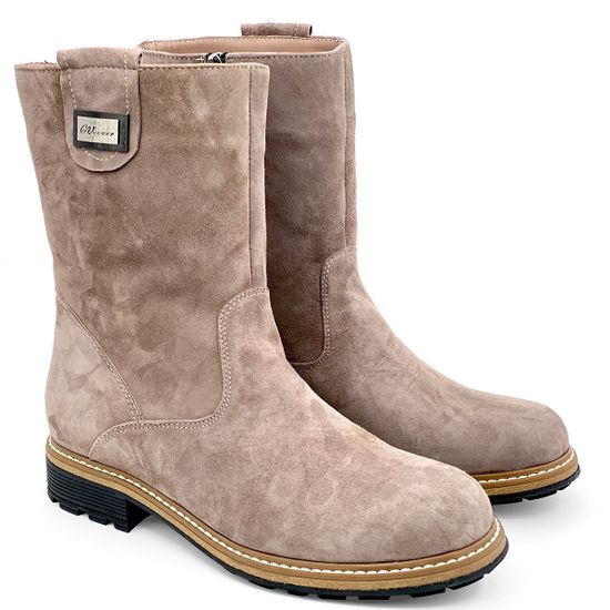 Ботинки Cover бежевые замшевые МЕХ - фото 6, 