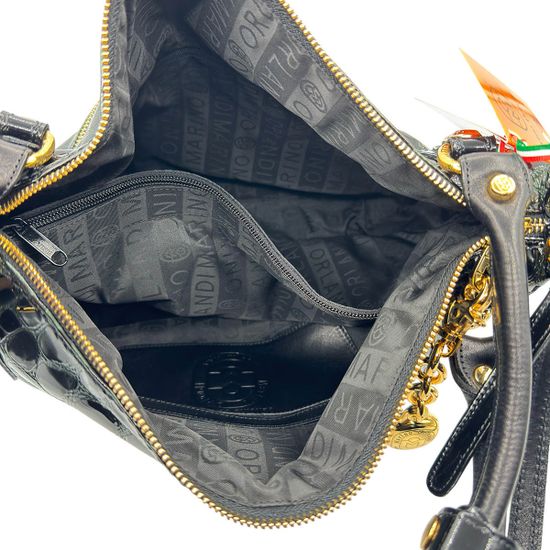 Сумка Marino Orlandi черно-зеленая лакированная - фото 6, 4913 MO VERDE