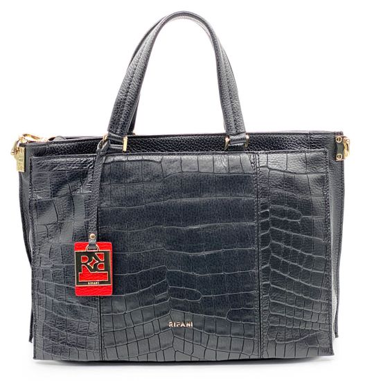 Сумка Ripani черная кожаная Крокодил - фото 1, 