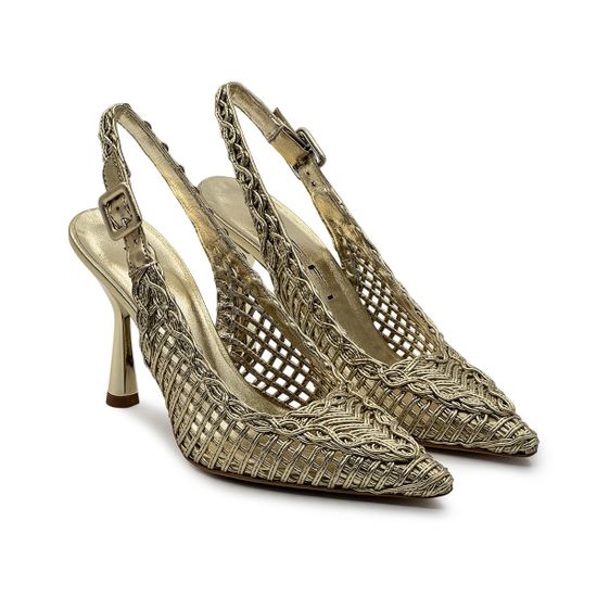 Туфли слингбэк Tiffi золотистые кожаные - фото 7, G504/90L TI PLATINA