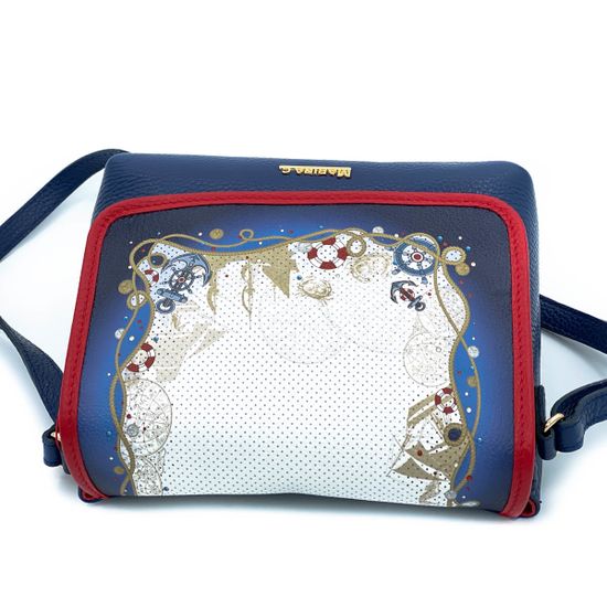 Сумка Marina Creazioni бело-синяя кожаная маленькая - фото 4, 