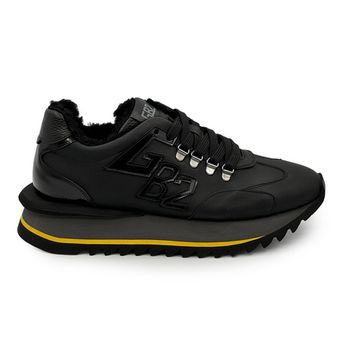 Кроссовки GIANFRANCO BUTTERI черные кожаные на меху - фото 1, 48512-B BUT