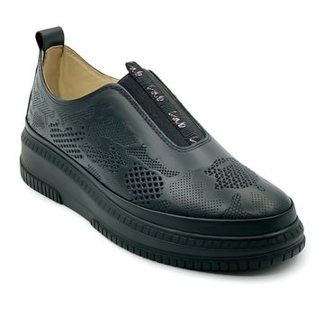 Кеды Lab Milano черные кожаные с перфорацией - фото 2, G352 543 LAB NERO